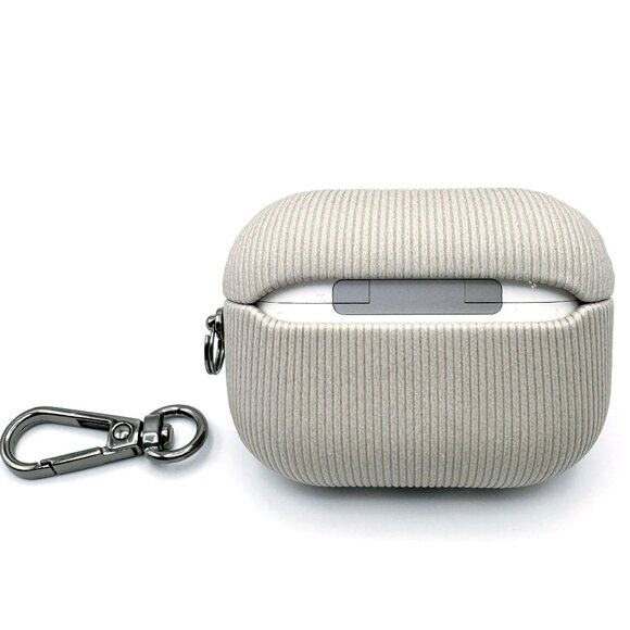 NWT BEIGE GRAY Striped Textured Silicone Case for Apple AirPods Pro 2 - Picture 4 of 5